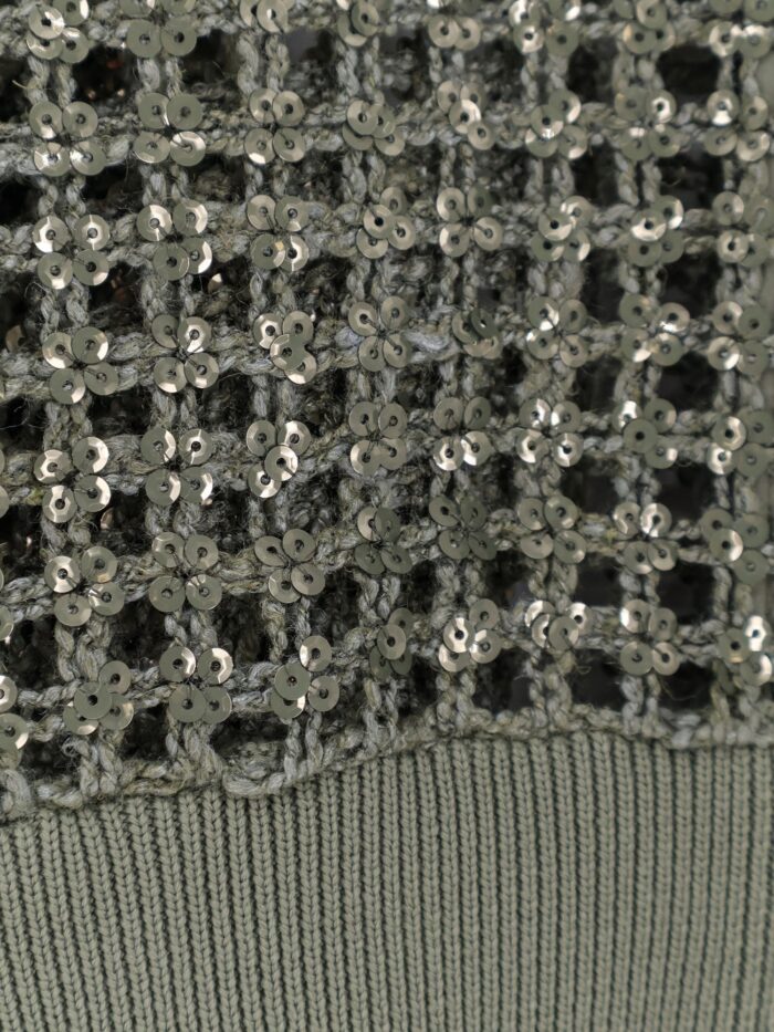 Brunello Cucinelli Dazzling Net Embroidery Silk And Linen Cardigan