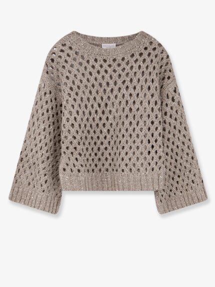 Brunello Cucinelli Dazzling Net Silk And Linen Blend Sweater