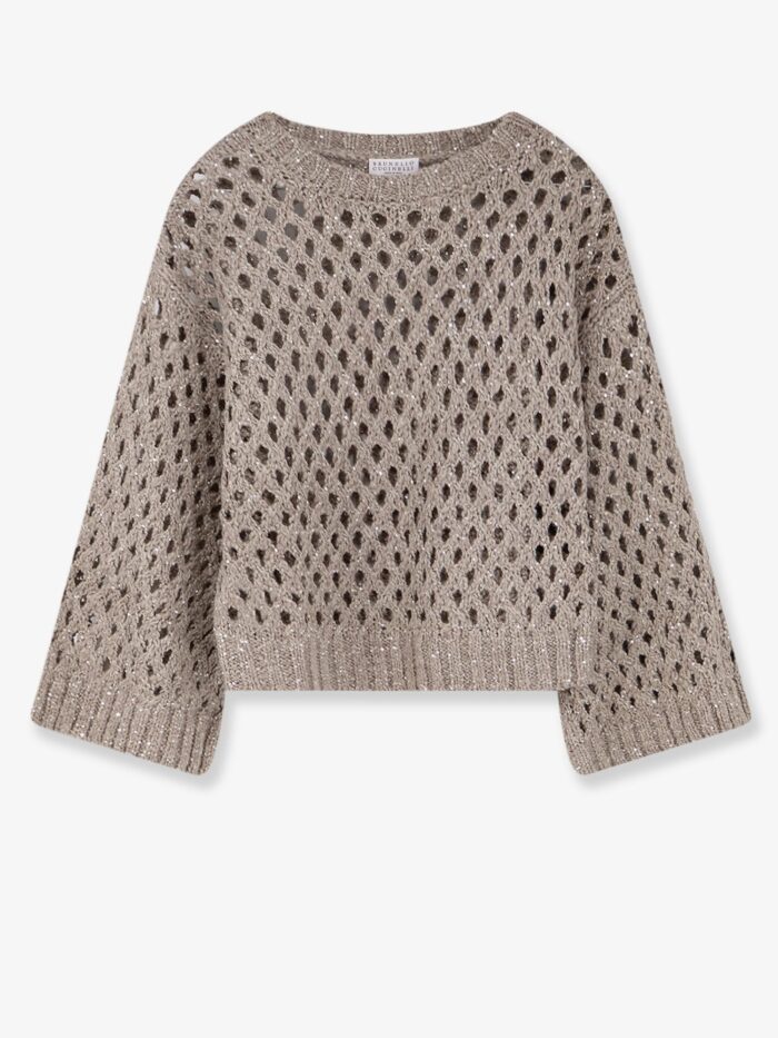 Brunello Cucinelli Dazzling Net Silk And Linen Blend Sweater