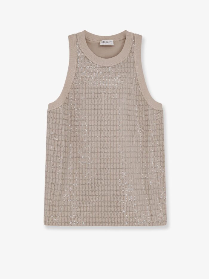 Brunello Cucinelli Dazzling Pattern Jersey Tank Top