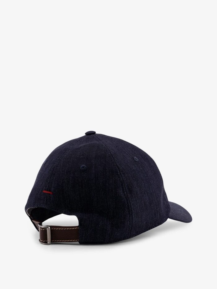 Brunello Cucinelli Denim Cap With Embroidered Logo On The Front