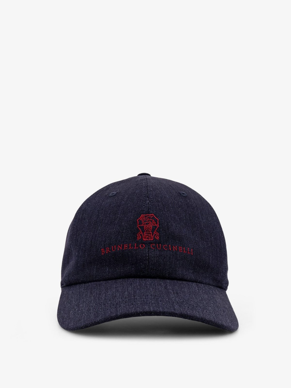 Brunello Cucinelli Denim Cap With Embroidered Logo On The Front