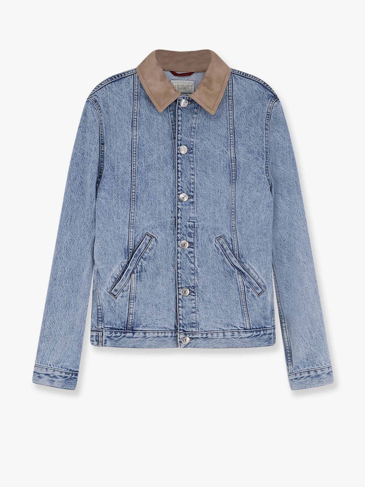Brunello Cucinelli Denim Jacket With Suede Collar