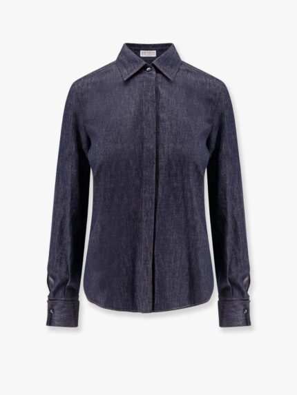 Brunello Cucinelli Denim Shirt With Contrasting Stitching