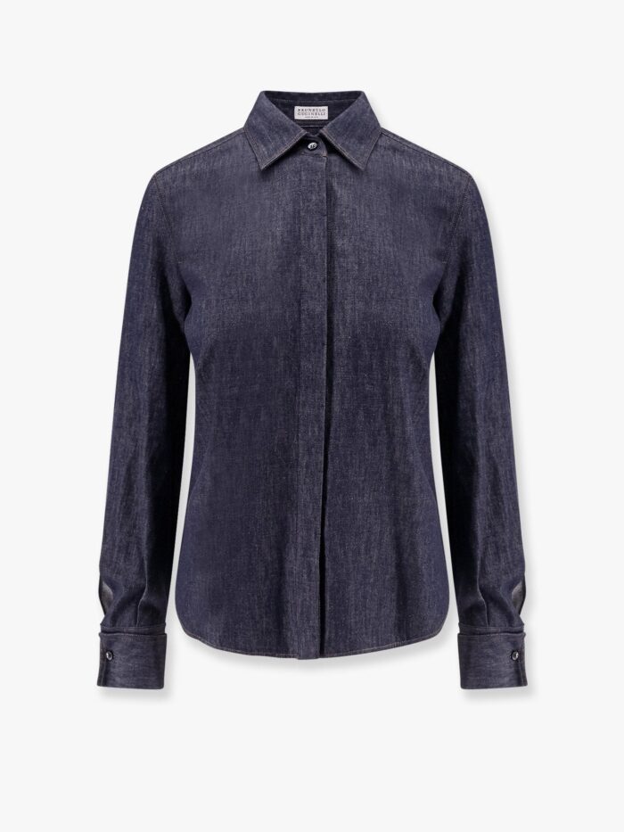 Brunello Cucinelli Denim Shirt With Contrasting Stitching