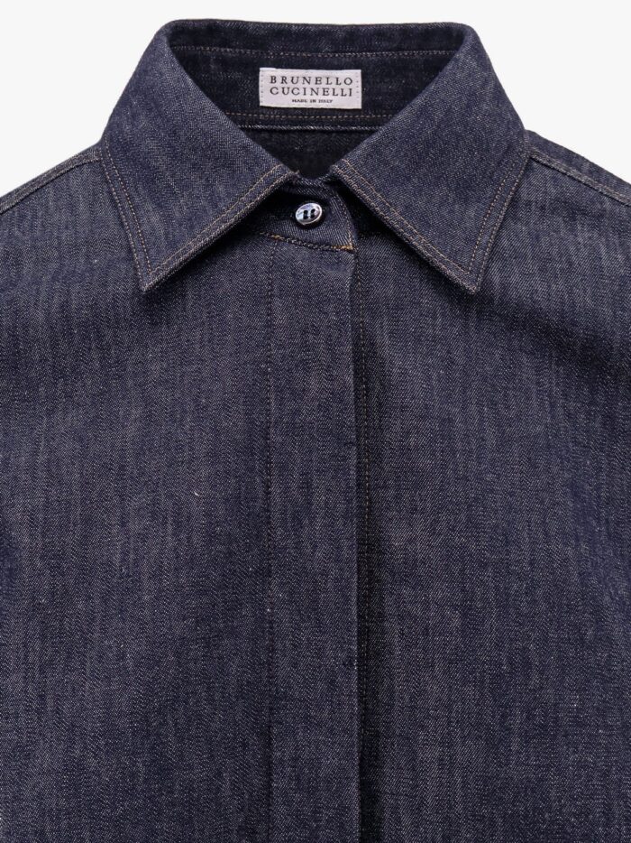 Brunello Cucinelli Denim Shirt With Contrasting Stitching