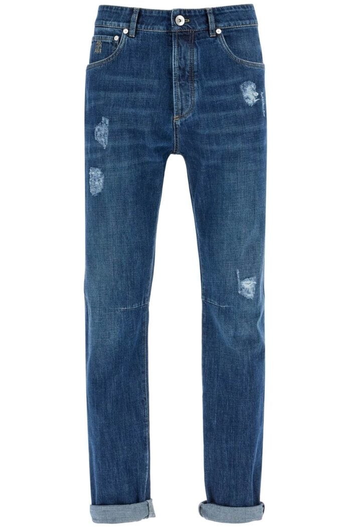 BRUNELLO CUCINELLI 'distressed Denim Leisure Fit Jeans For