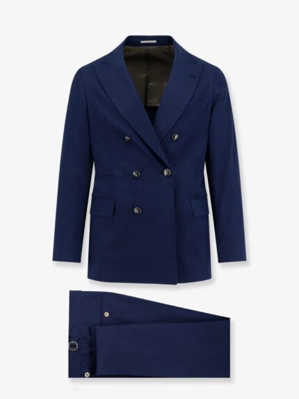 Brunello Cucinelli Double-breasted Cotton And Cashmere Suit