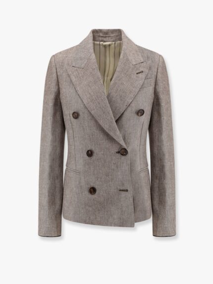 Brunello Cucinelli Double-breasted Hemp And Linen Blazer