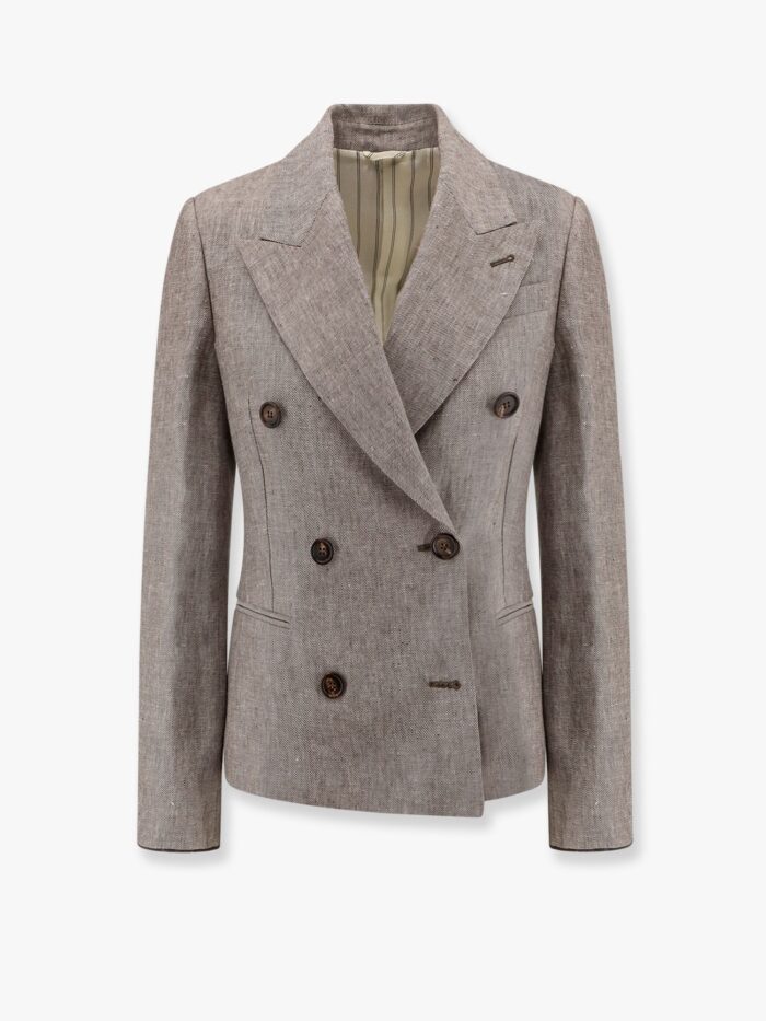 Brunello Cucinelli Double-breasted Hemp And Linen Blazer