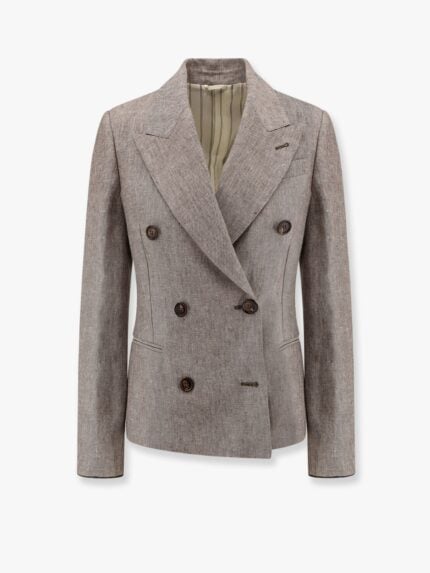 Brunello Cucinelli Double-breasted Hemp And Linen Blazer