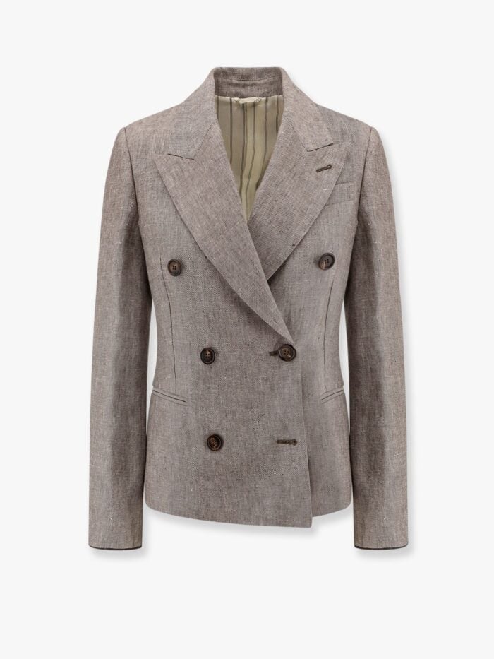 Brunello Cucinelli Double-breasted Hemp And Linen Blazer