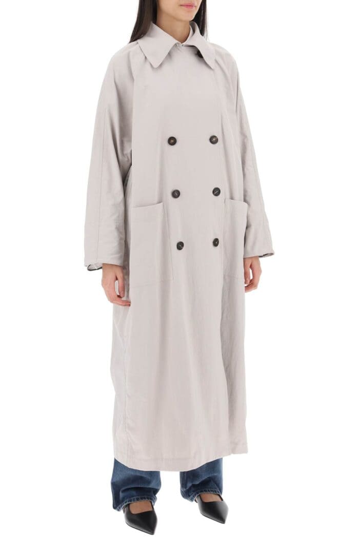 BRUNELLO CUCINELLI Double-breasted Trench Coat With Shiny Cuff Details