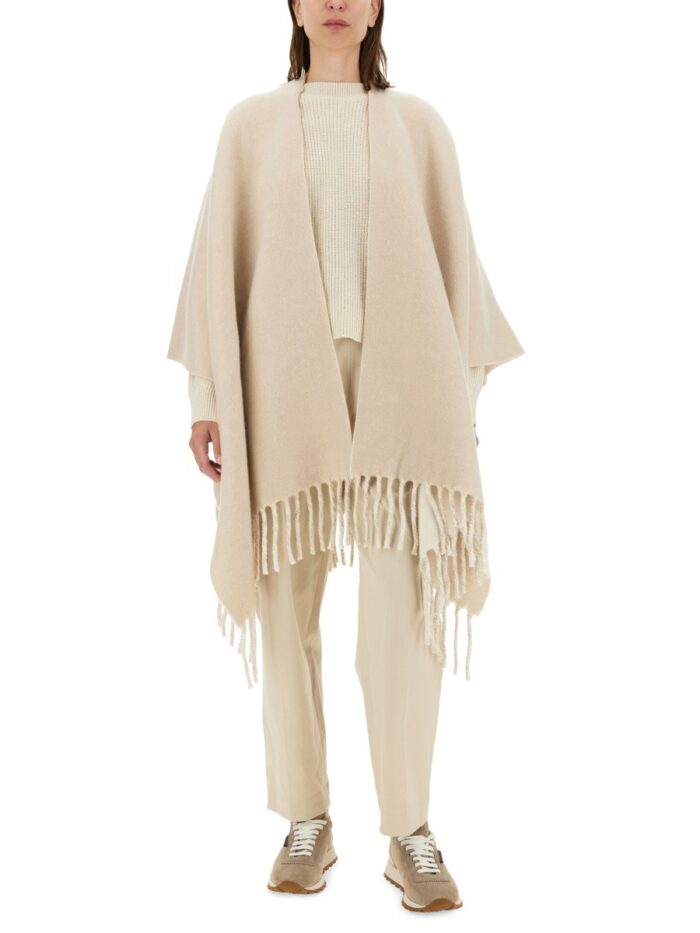 Brunello Cucinelli DOUBLE KNIT WOOL AND CASHMERE PONCHO