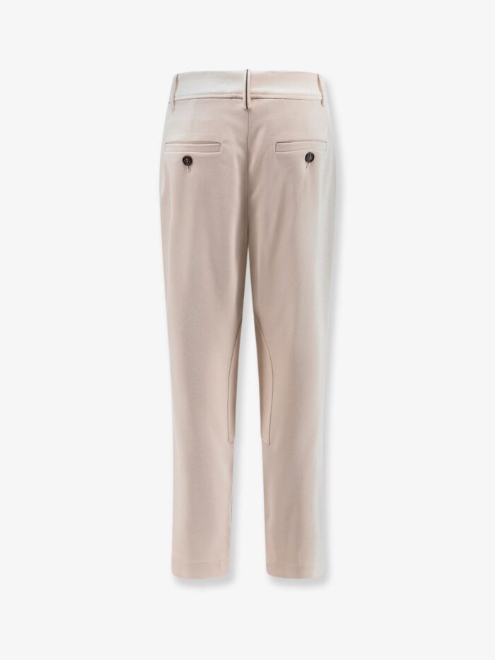 Brunello Cucinelli Equestrian Stretch Viscose And Wool Twill Trousers With Monili