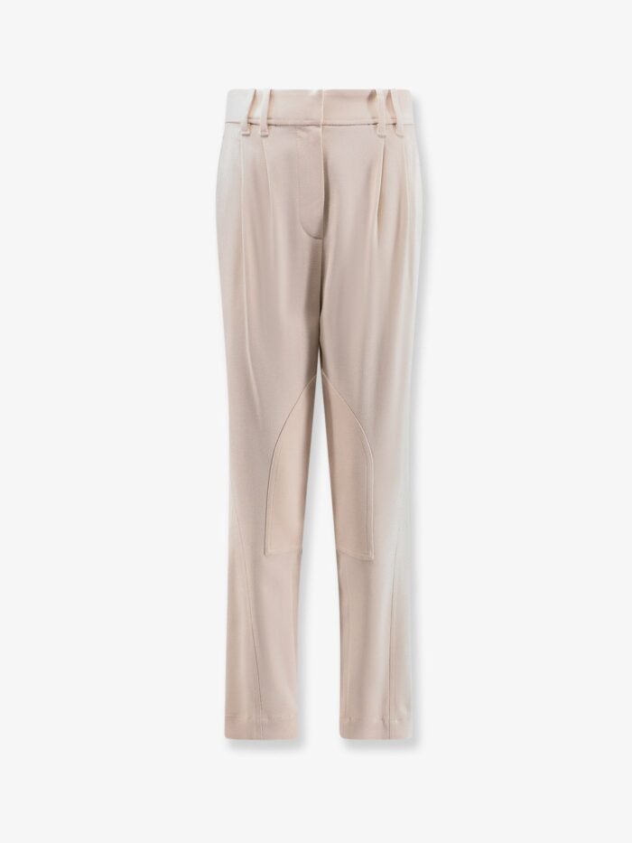 Brunello Cucinelli Equestrian Stretch Viscose And Wool Twill Trousers With Monili
