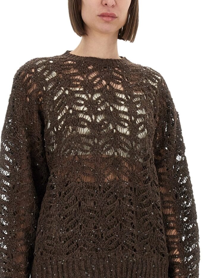 brunello cucinelli foliage lace linen and silk diamond knit Brunello Cucinelli FOLIAGE LACE LINEN AND SILK DIAMOND KNIT