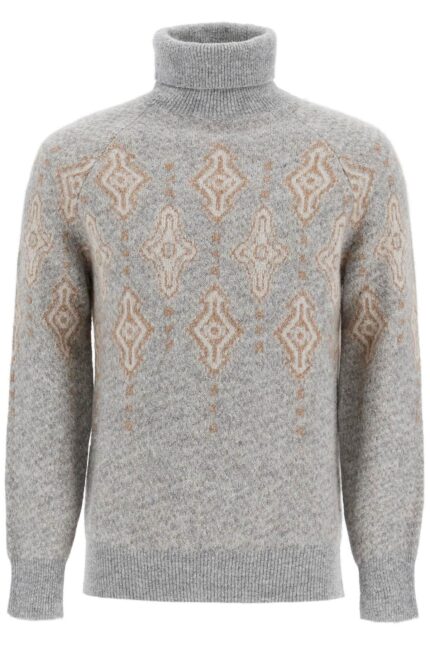 BRUNELLO CUCINELLI Geometric Jacquard Turtleneck Sweater