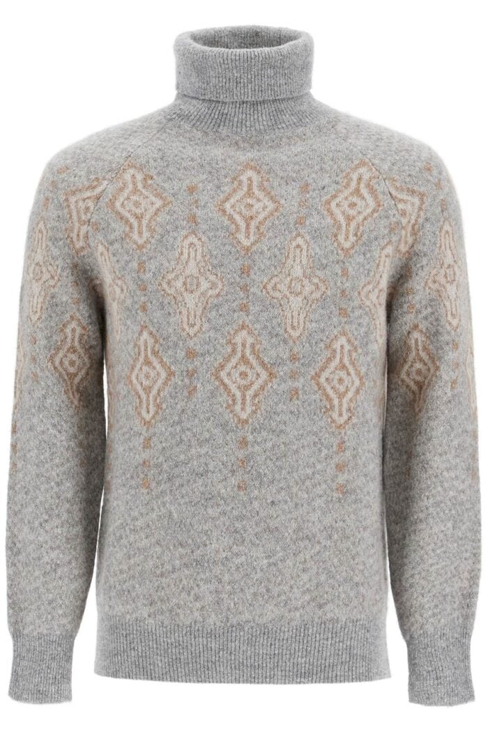 BRUNELLO CUCINELLI Geometric Jacquard Turtleneck Sweater