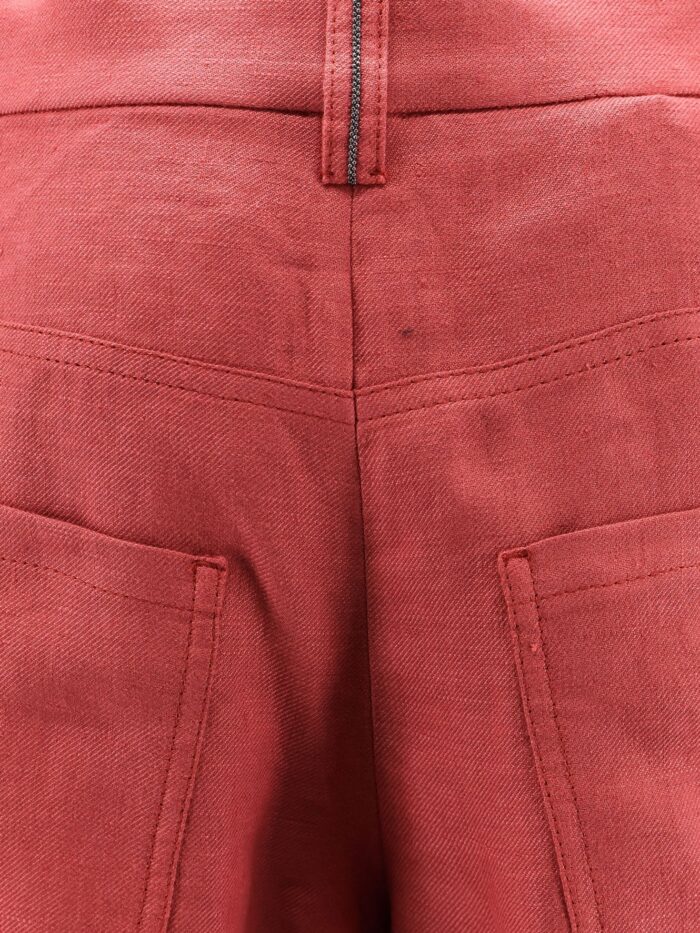 Brunello Cucinelli Hemp And Linen Trousers With Monili Detail