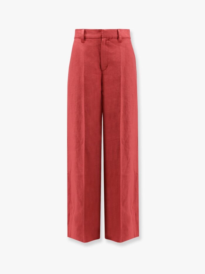 Brunello Cucinelli Hemp And Linen Trousers With Monili Detail