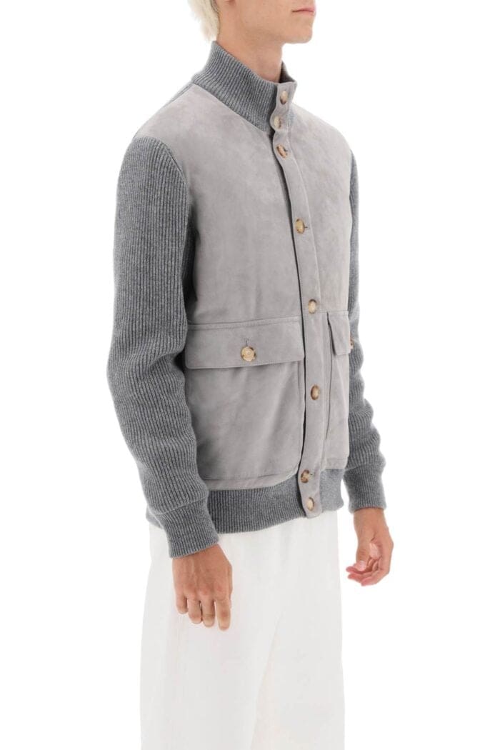 Brunello Cucinelli Hybrid Jacket In Leather And Cashmere