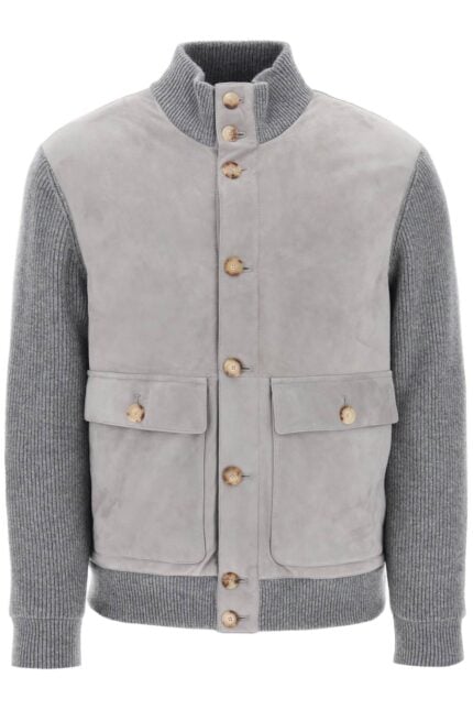 Brunello Cucinelli Hybrid Jacket In Leather And Cashmere