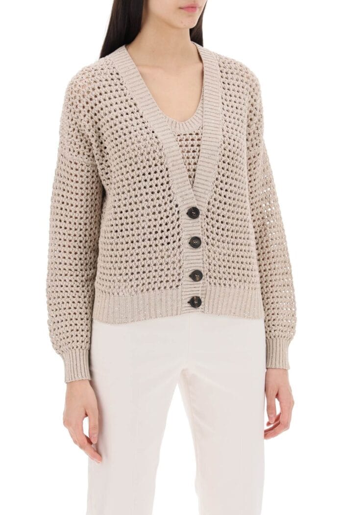 BRUNELLO CUCINELLI Knit Cardigan With A Mesh Design