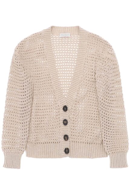 BRUNELLO CUCINELLI Knit Cardigan With A Mesh Design