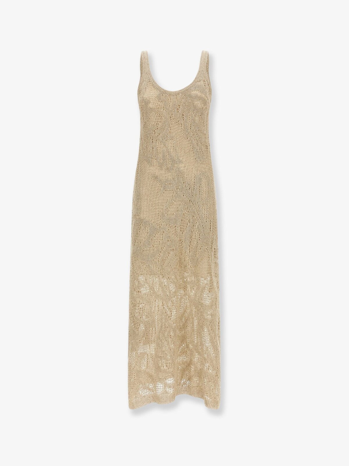 Brunello Cucinelli Knitted Linen And Cotton Long Dress