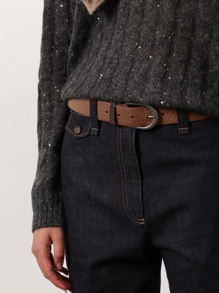 Brunello Cucinelli Leather Belt With Monili Detail