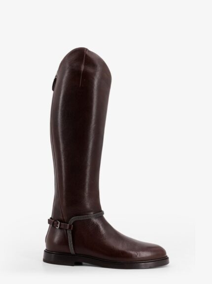 Brunello Cucinelli Leather Boots With Monili Detail