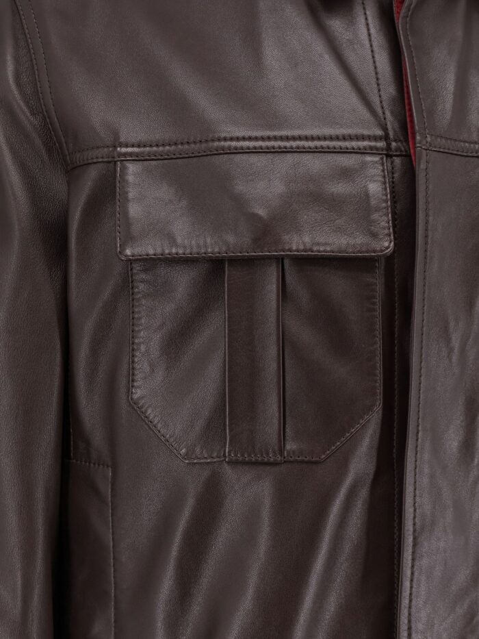 Brunello Cucinelli Leather Jacket With Pockets