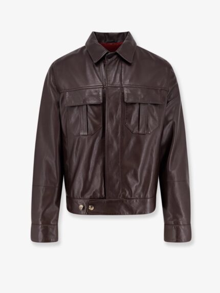 Brunello Cucinelli Leather Jacket With Pockets