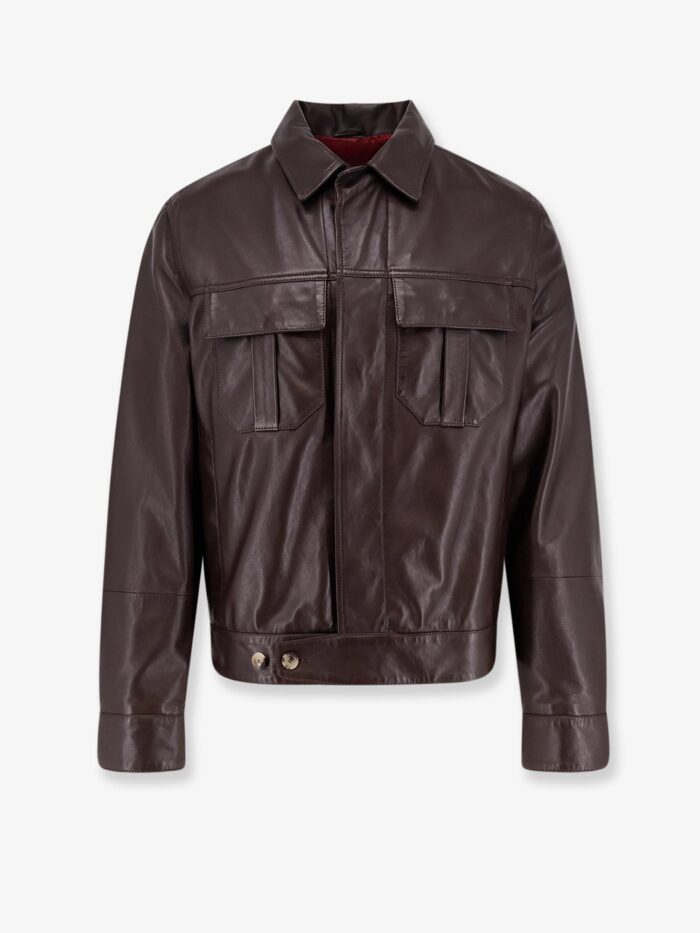 Brunello Cucinelli Leather Jacket With Pockets