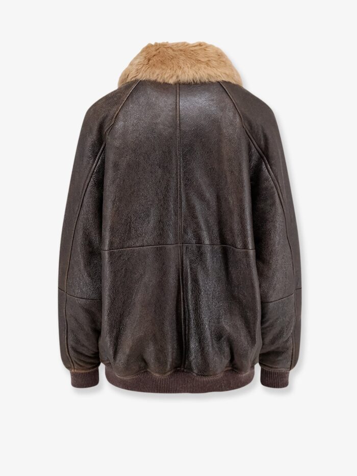 Brunello Cucinelli Leather Jacket With Shearling Collar