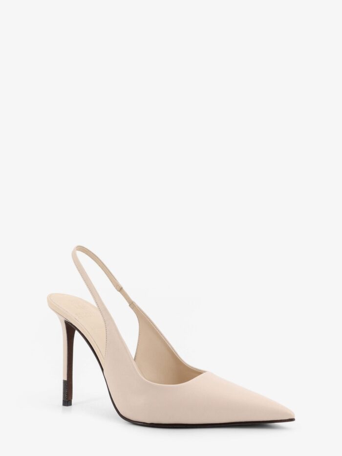 Brunello Cucinelli Leather Pumps With Monili Detail On The Heel
