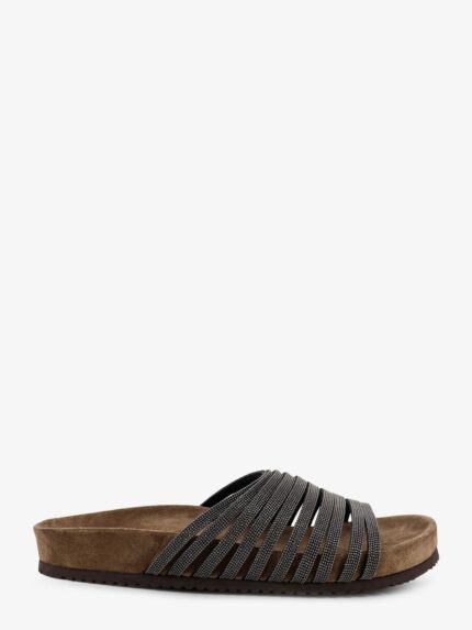 Brunello Cucinelli Leather Sandals With Monili Details