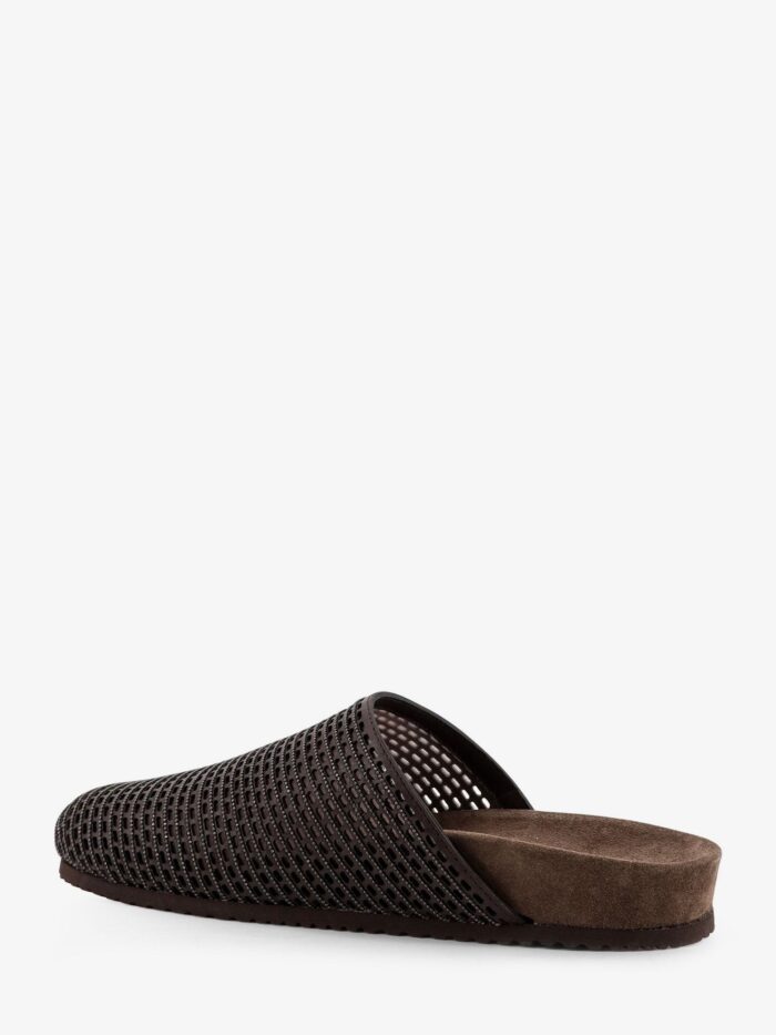 Brunello Cucinelli Leather Sandals With Precious Net Detail