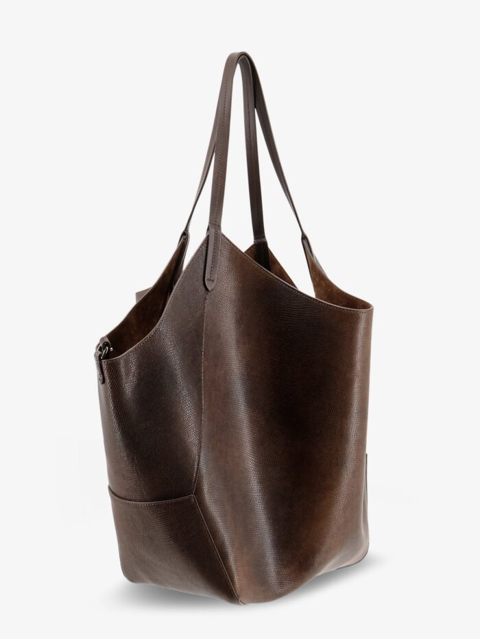 Brunello Cucinelli Leather Shopping Bag With Side Monili Detail