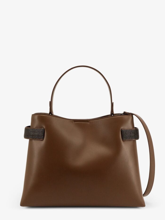 Brunello Cucinelli Leather Shoulder Bag With Monili Detail
