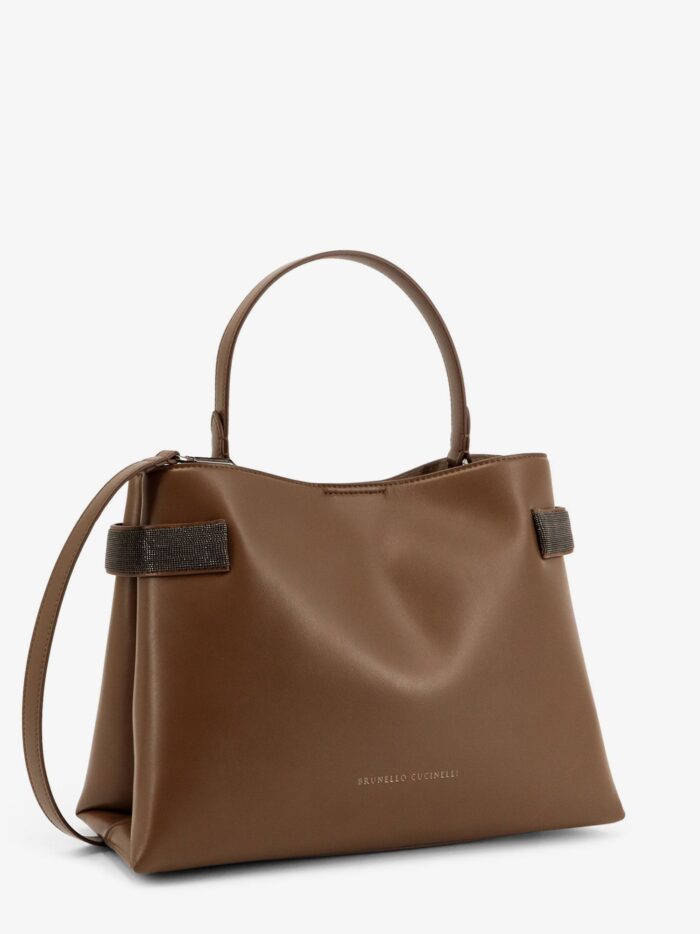 Brunello Cucinelli Leather Shoulder Bag With Monili Detail