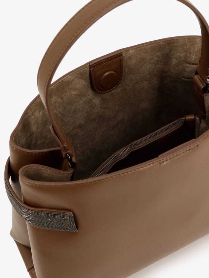 Brunello Cucinelli Leather Shoulder Bag With Monili Detail
