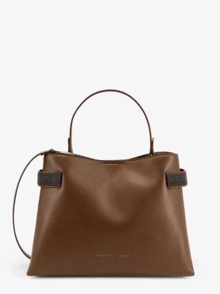 Brunello Cucinelli Leather Shoulder Bag With Monili Detail