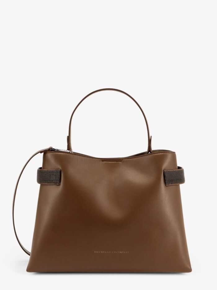Brunello Cucinelli Leather Shoulder Bag With Monili Detail