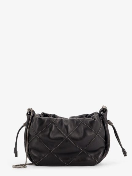 Brunello Cucinelli Leather Shoulder Bag With Monili Details