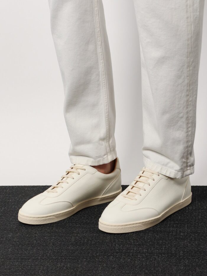 Brunello Cucinelli Leather Sneakers With Back Logo Print