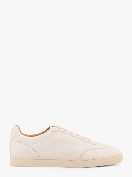 Brunello Cucinelli Leather Sneakers With Back Logo Print