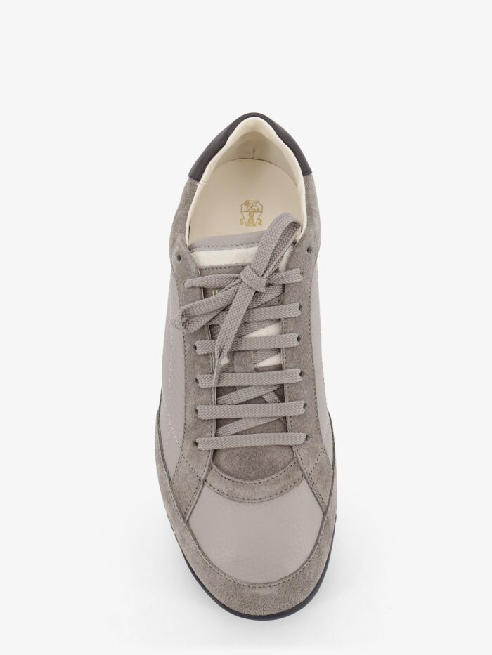 Brunello Cucinelli Leather Sneakers With Suede Inserts