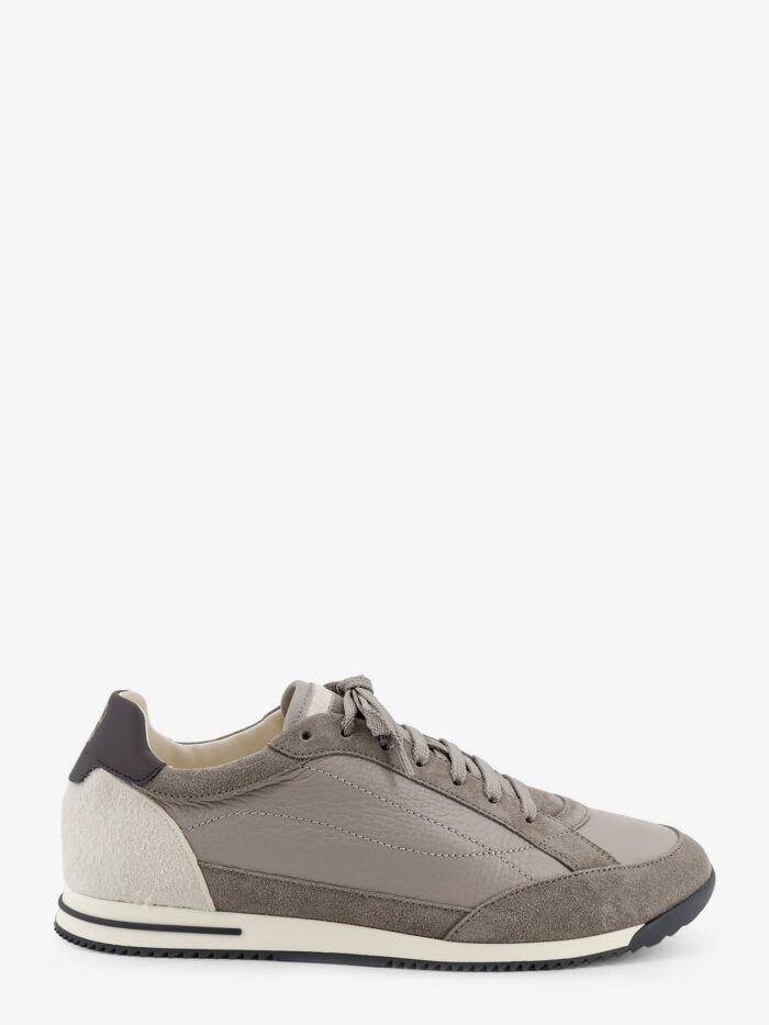 brunello cucinelli leather sneakers with suede inserts Brunello Cucinelli Leather Sneakers With Suede Inserts